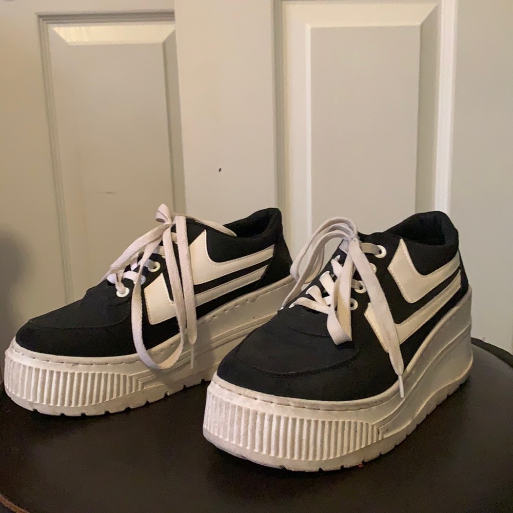 Black & White Platform Sneakers